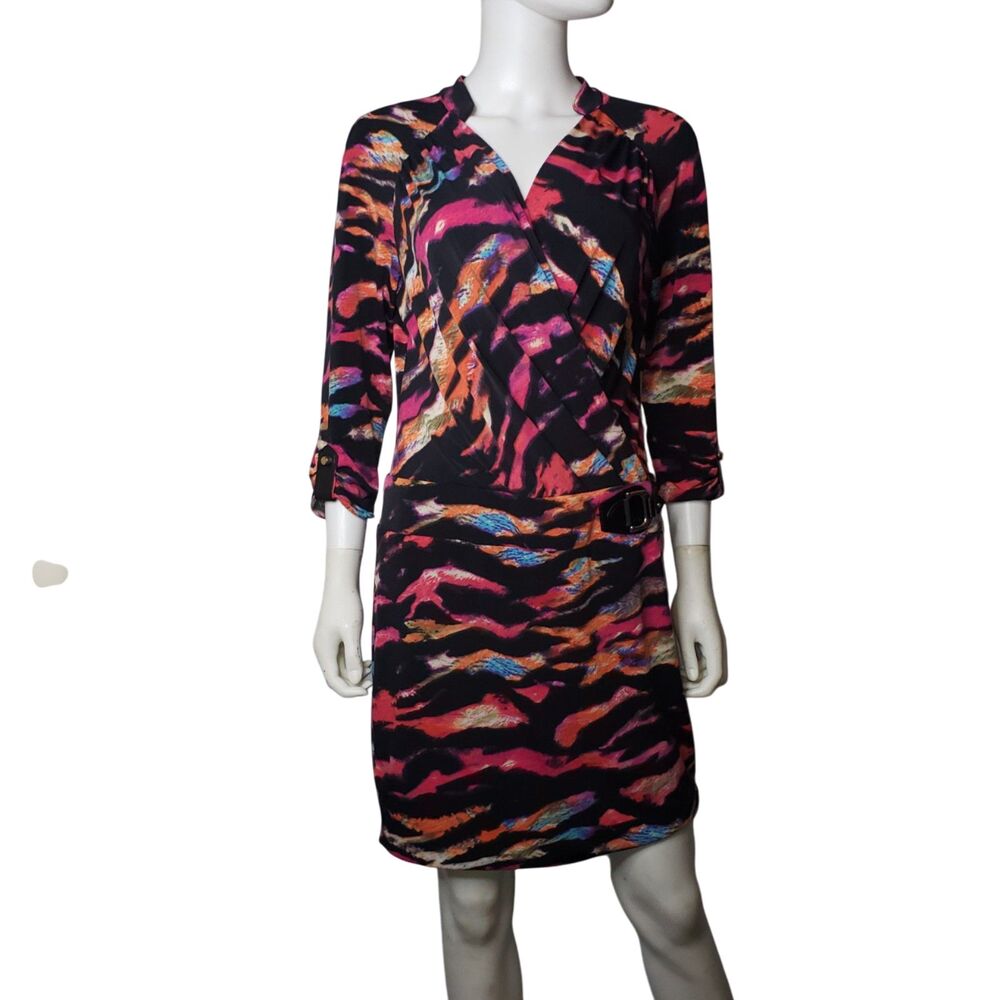 CACHE Vintage 90's Pink and Orange Zebra Print Dress Womens Size Medium